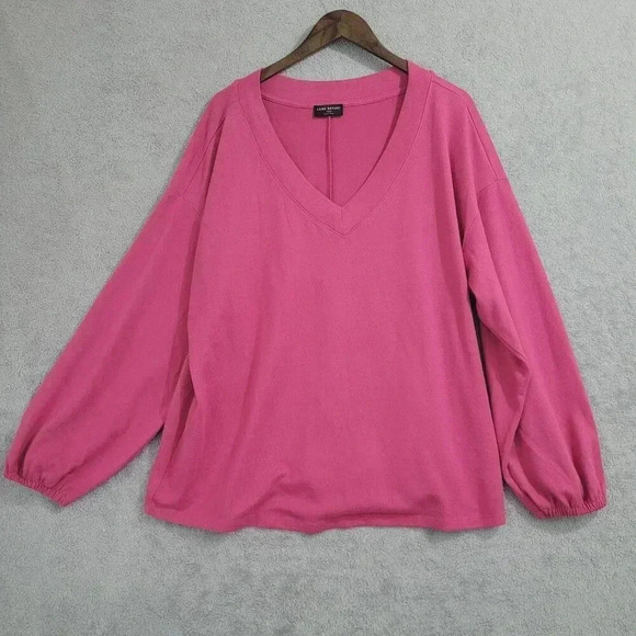 Lane Bryant Womens Plus V-Neck Long Sleeve Pink Top 18/20 Polyester Blend 4CT - Picture 1 of 7
